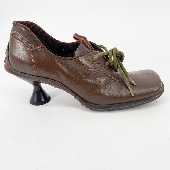 Miu Miu Rare Vintage FW 1999 Brown Leather Bubble Sole Sneaker Heel IT 36 - Picture 2 of 12